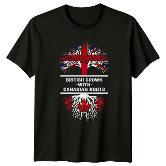 British Grown With Canadian Roots T-Shirt British Canadian Heritage Birthday