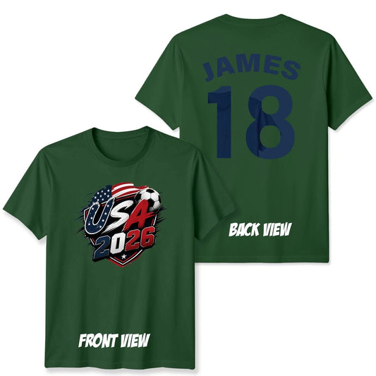 Personalized USA Unisex T Shirt Name and Number Soccer Fan Tee Mens Womens Top