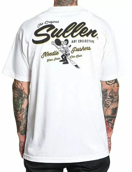 Sullen Men's T-shirt CHEEZY-E Tattoos Urban Skull Premium Quality White
