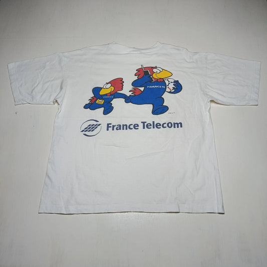 Vintage 98 France World Cup T-Shirt France Telecom Footix Mascot FIFA Soccer L