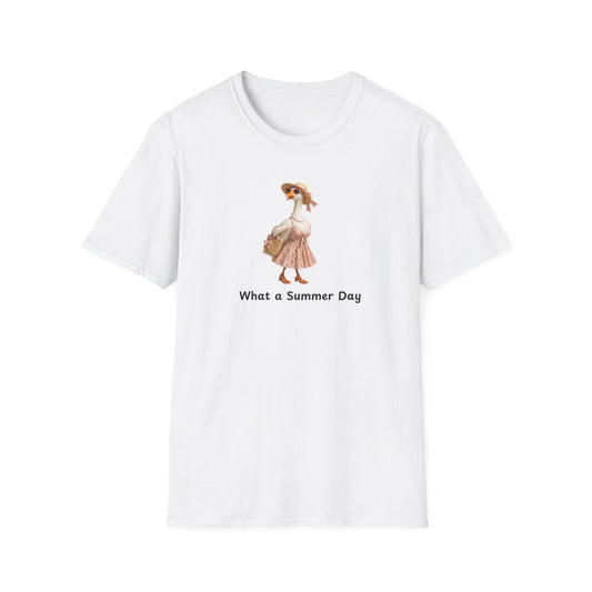 What a Summer Day T-Shirt | Vintage Girl Illustration, Cottagecore Tee