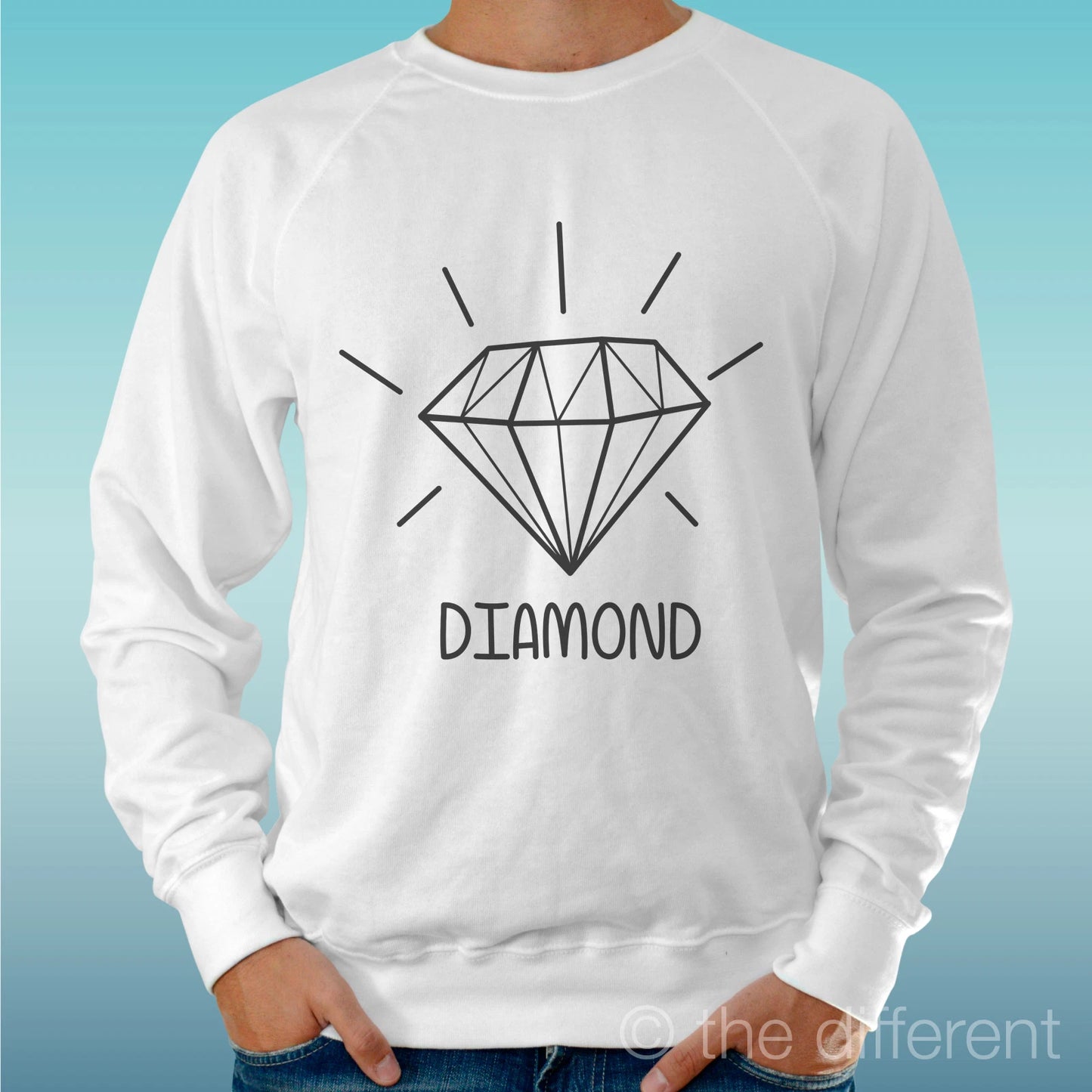 Felpa Man Light Sweater White " Diamond Style " Road To Happiness