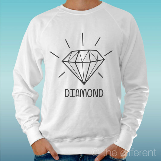 Felpa Man Light Sweater White " Diamond Style " Road To Happiness