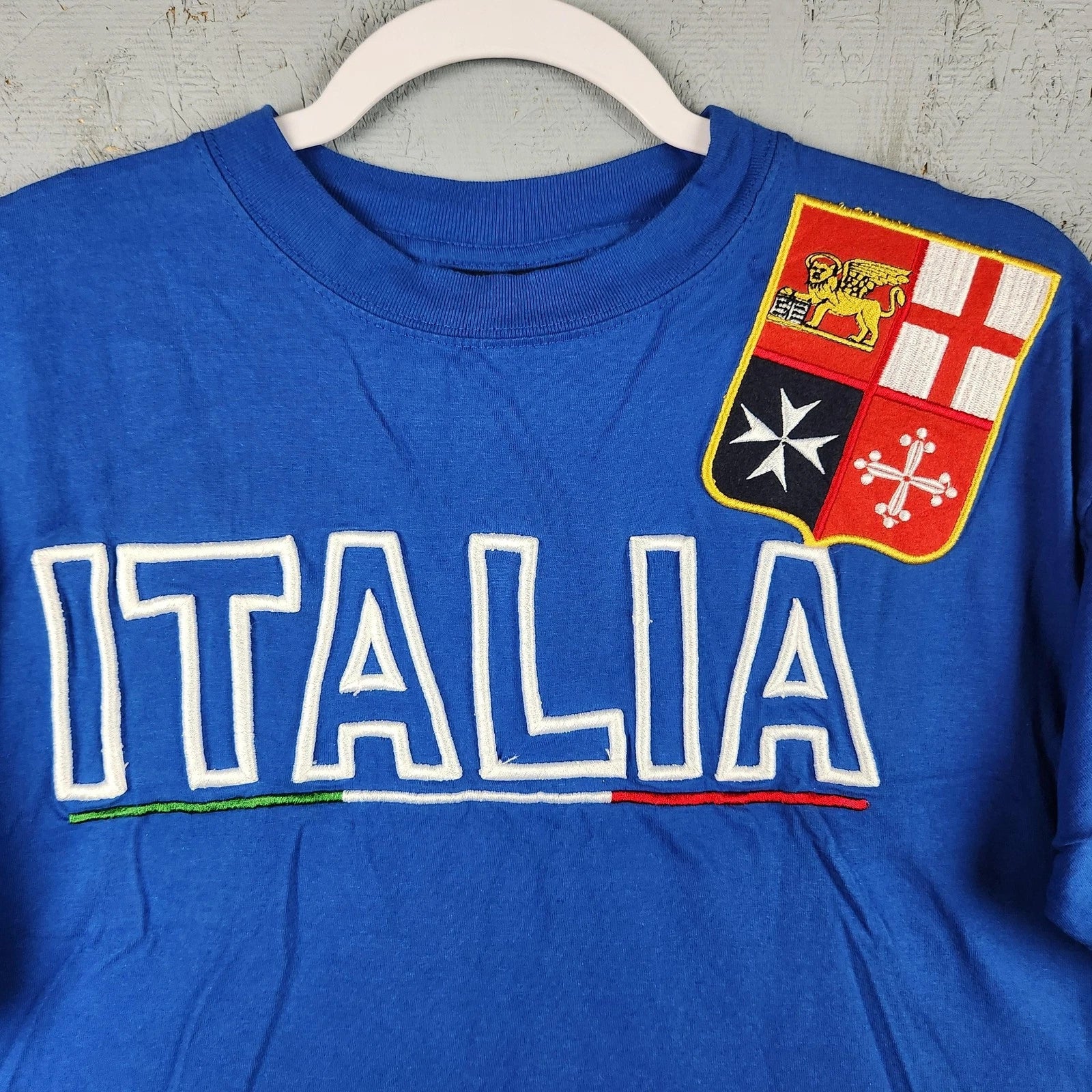 Vintage Italia Soccer Shirt Mens Large Blue Crest Graphic Embroidered Italian