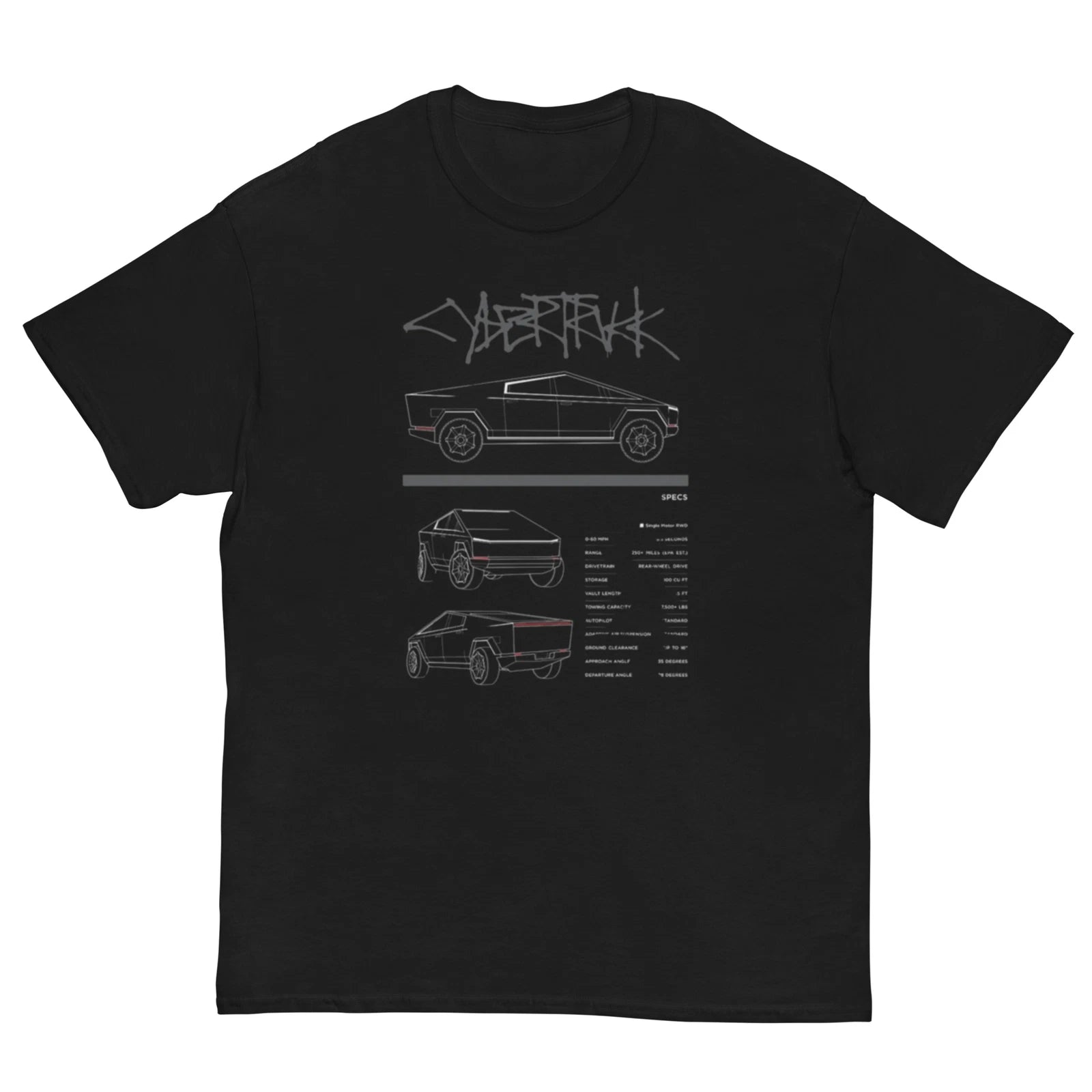 Rev Up Your Style with Our Cybertruck Specs T-Shirt!