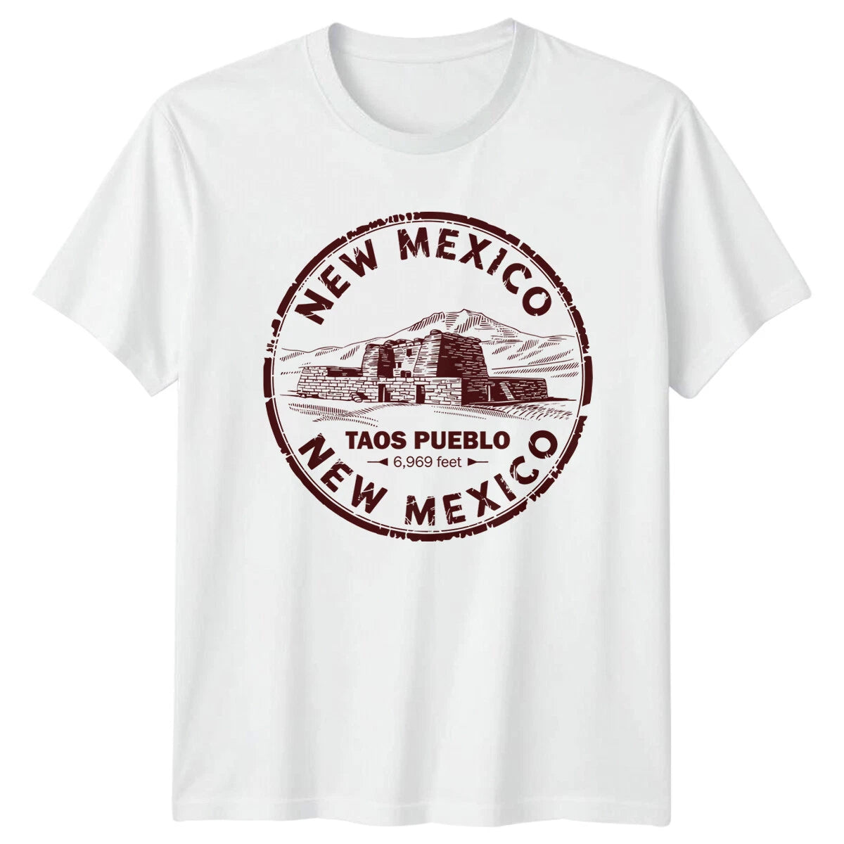 Taos Pueblo New Mexico Landmarks Mens T-Shirt Ladies Tee Graphic Top