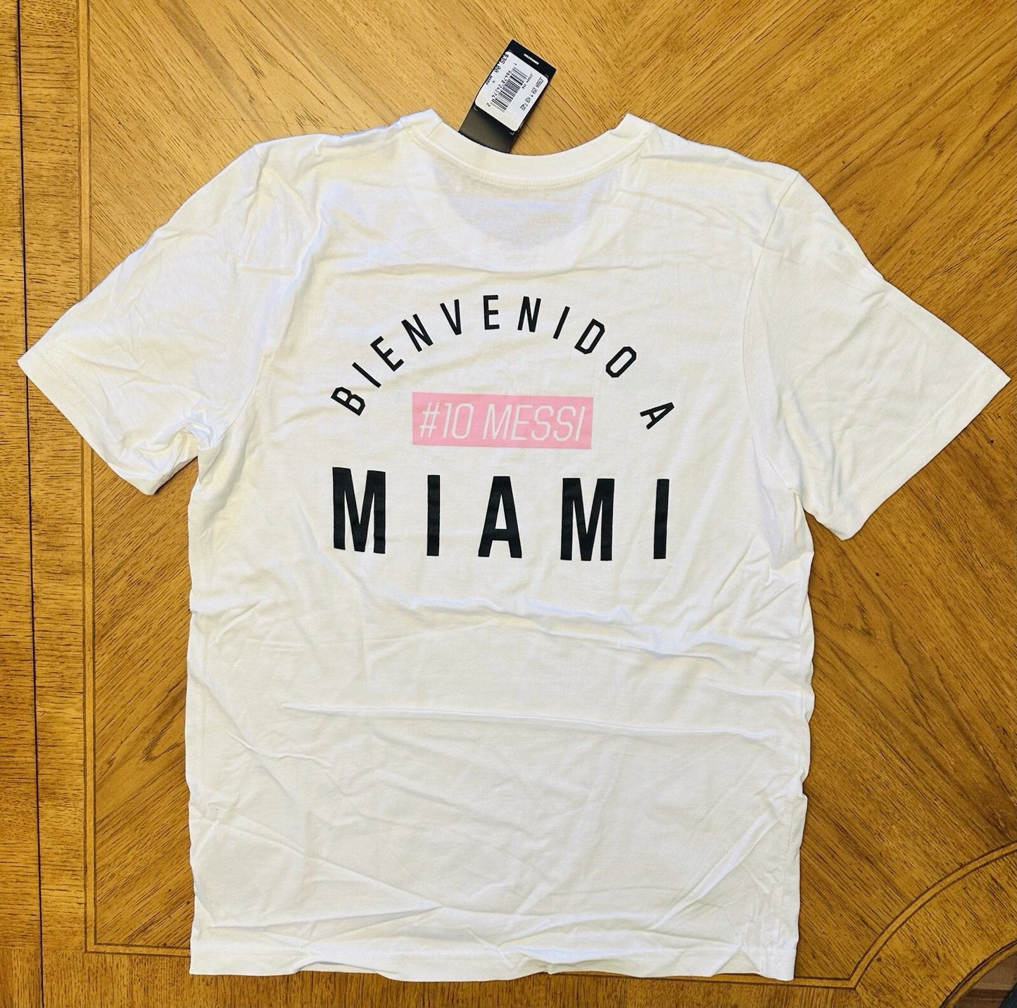 Adidas Messi X Miami Bienvenido Shirt Men's Medium Soccer Graphic Logo White NEW