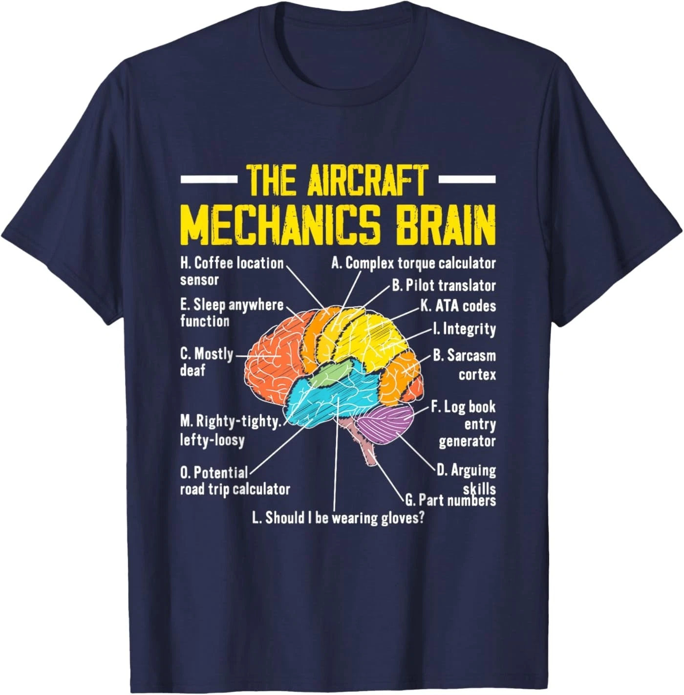 Aircraft Mechanics Brain Funny Aviation Airplane Maintenance T-Shirt