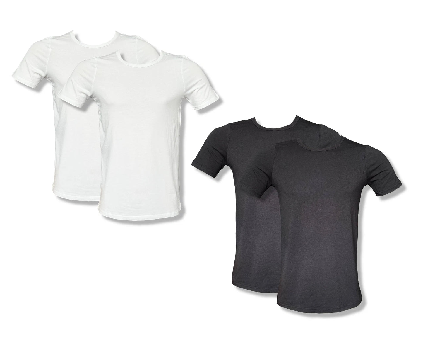 Men's T-Shirt Twin Pack Short Sleeve Extra Slim Fit Black White Size M L XL 2XL