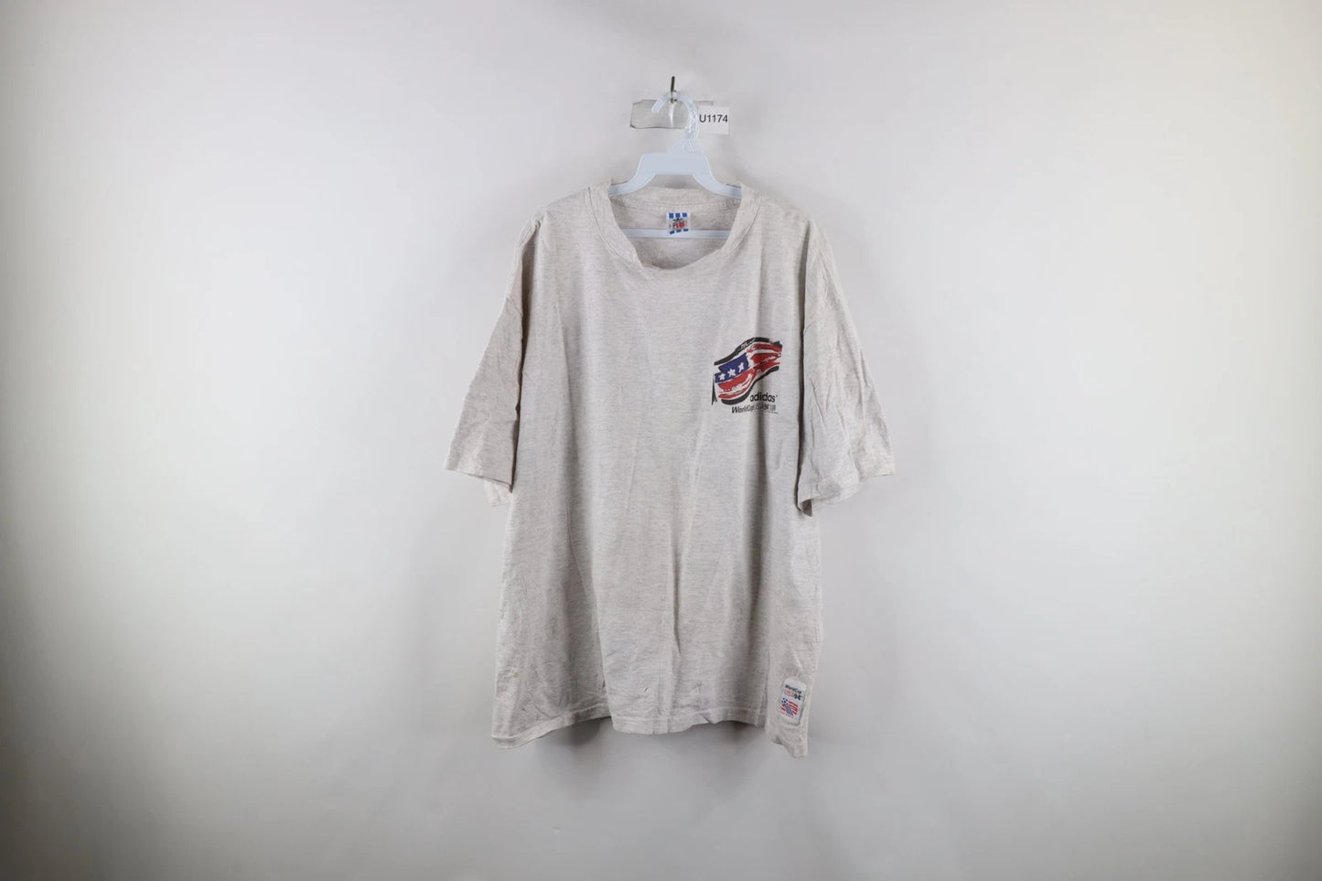 Vtg 90s Adidas Mens XL Spell Out 1994 World Cup Soccer Short Sleeve T-Shirt USA