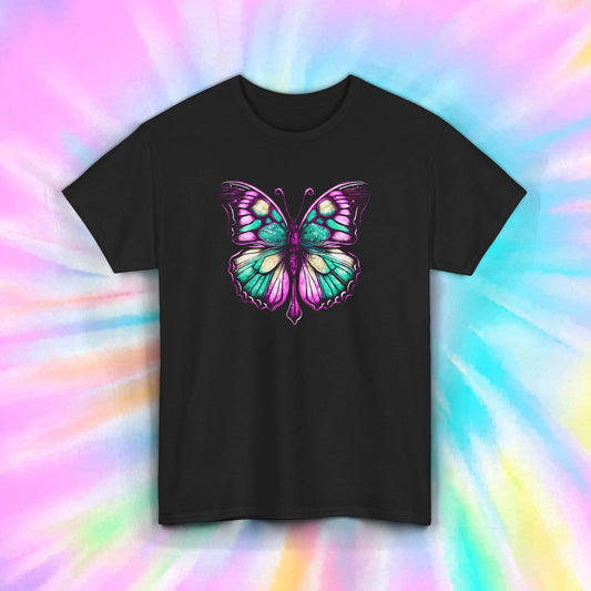 Colorful Butterfly T-Shirt Psychedelic Nature Aesthetic Art Tee S-5XL