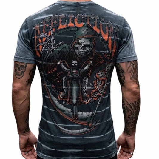 $58 AFFLICTION American Customs HELL RIDER Short Sleeve Slim Fit T-shirt NWT