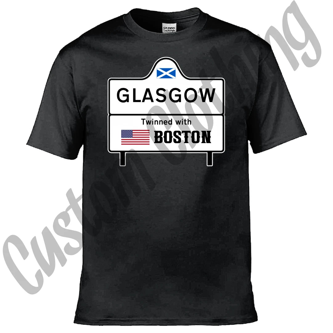 Glasgow Scotland Twinned Cities Boston 2026 Scottish World Cup USA T-shirt/Tee
