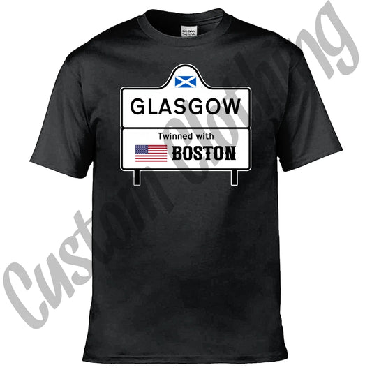 Glasgow Scotland Twinned Cities Boston 2026 Scottish World Cup USA T-shirt/Tee