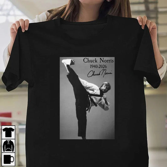 CHUCK NORRIS - Signed reprint 2D Tee S-5XL T-shirt Unisex