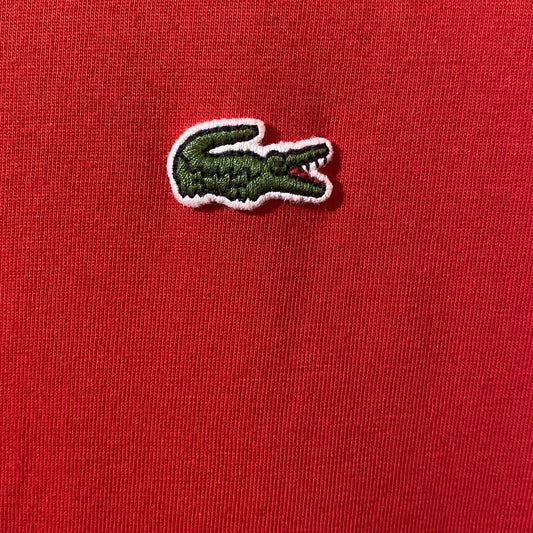 Lacoste Red  V-Neck T-Shirt Pima Cotton Alligator Short Sleeve Men’s US Size 4XL