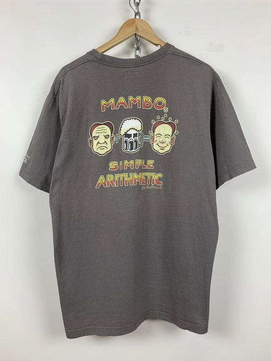 Vintage Mambo Simple Arithmetic Faded Grey T-Shirt Size XL
