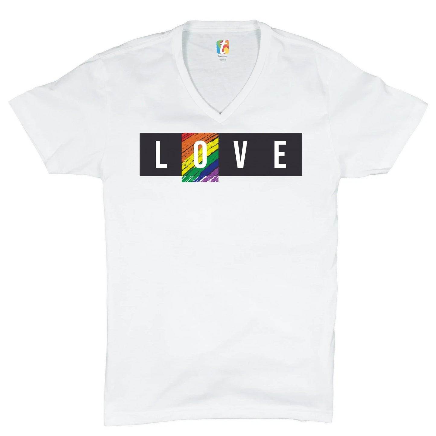 LOVE V-Neck T-shirt Gay Pride Rainbow LGBTQ Tolerance Equality Tee