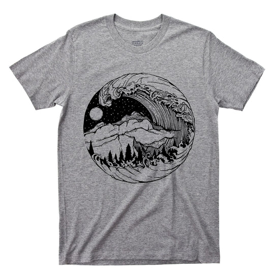Tsunami T Shirt Hurricane Storms Breaking Ocean Rogue Waves Sea Shipwrecks Tee