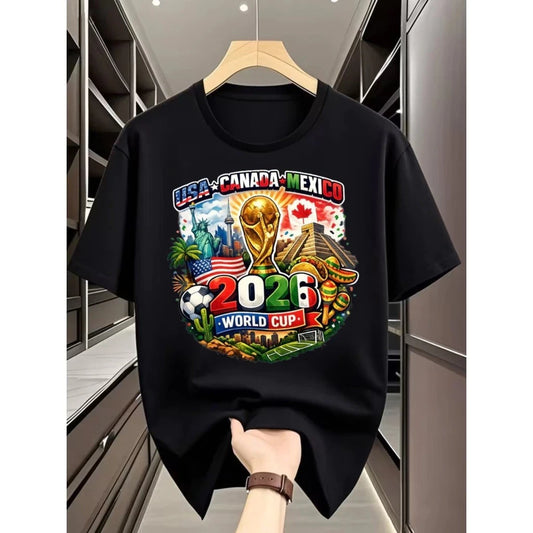 2026 WORLD CUP Soccer Football Cool Graphic Tee Unisex Black T-Shirt