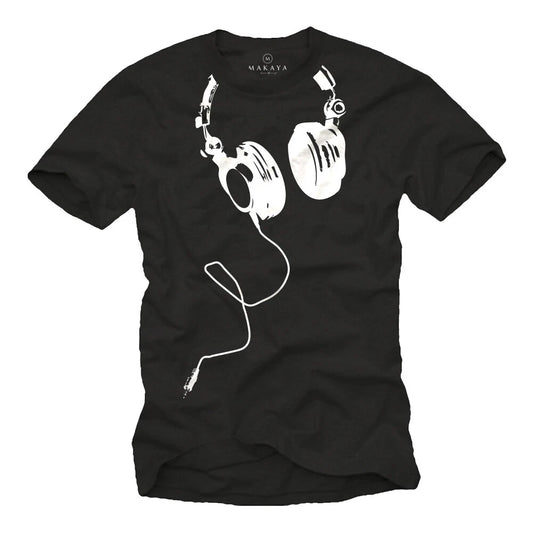 Electro House Music Mens T-Shirt with Headphones - Mens Techno Party DJ Shirt