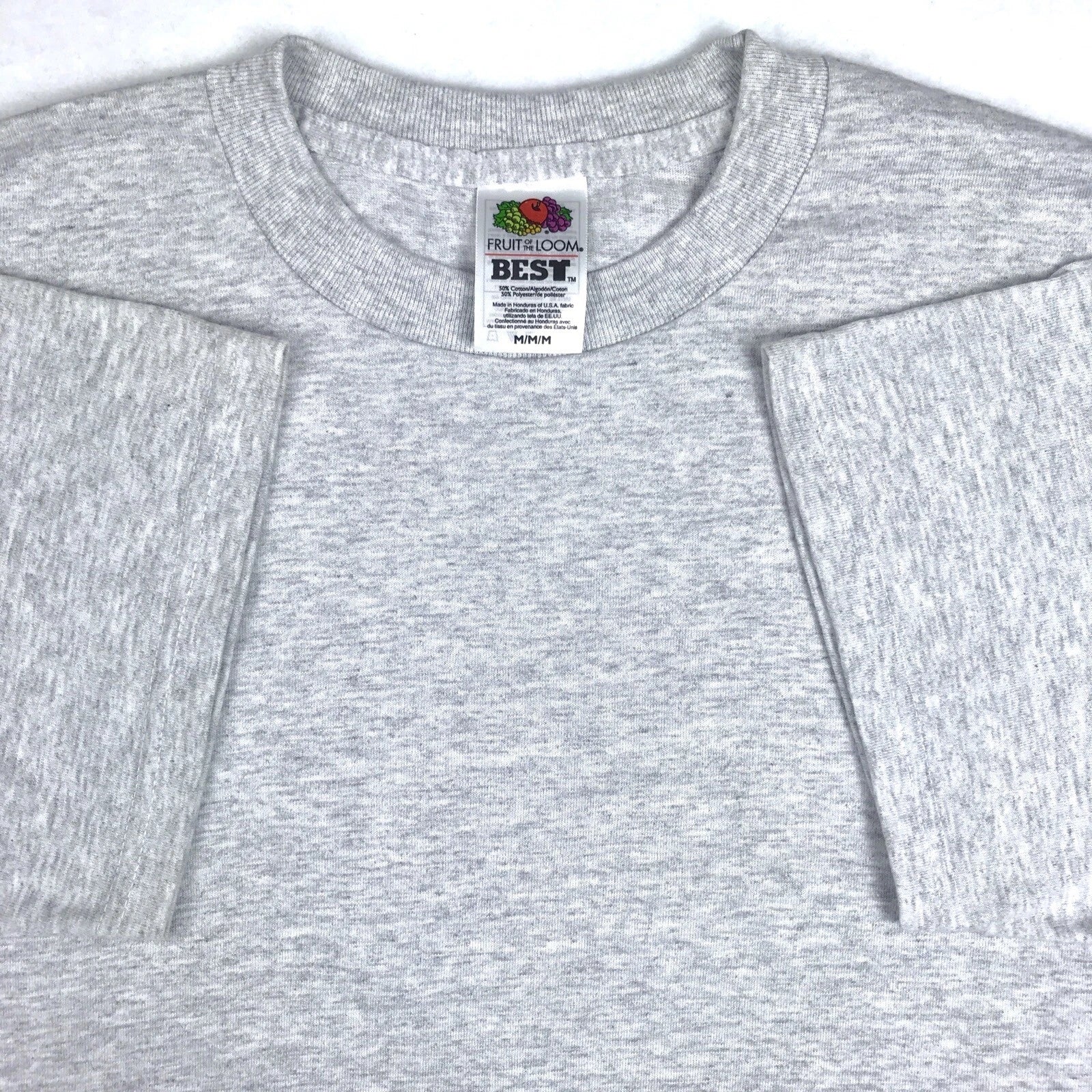NOS vintage 90s BLANK GRAY T-Shirt MEDIUM fruit of the loom soft thin beach surf