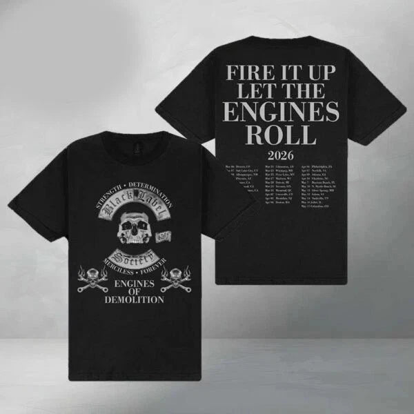 Black Label Society 2026 Engines Of Demolition Black Tour T-Shirt