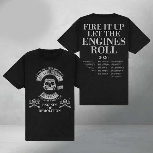 Black Label Society 2026 Engines Of Demolition Black Tour T-Shirt
