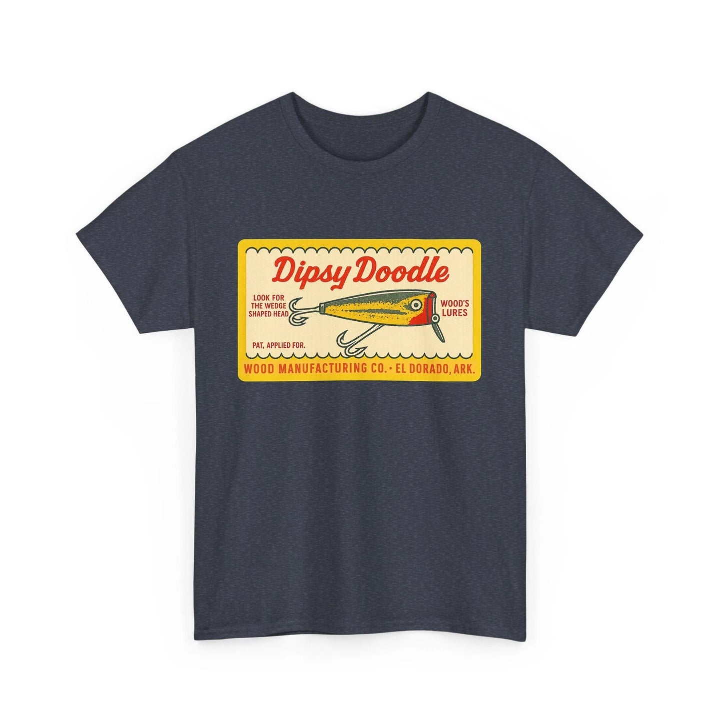 Dipsy Doodle Wood Lures Mfg El Dorado AR Vintage Fishing Lure Logo T-shirt NEW