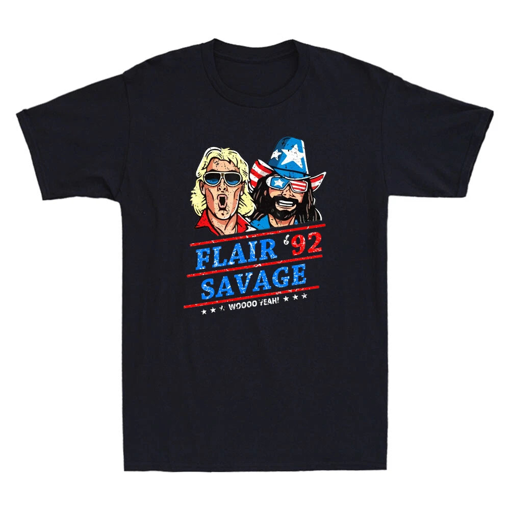 Flair and Macho Man Randy Savage Woo Yeah Funny Wrestling Vintage Men's T-Shirt
