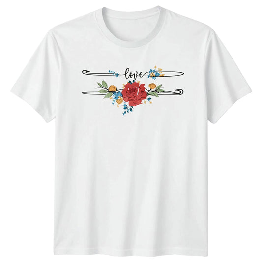 Love Womens T-Shirt Floral Romance Valentines Day Gift For Her