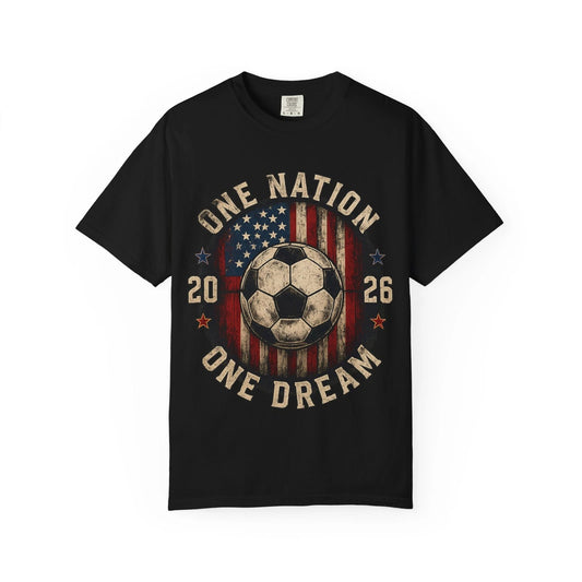 One Nation One Dream 2026 Soccer T-Shirt | American Flag Vintage