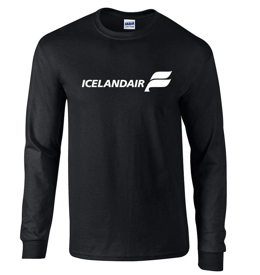Icelandair Retro Logo Icelandic Airline Shirt Black Long Sleeve T-Shirt