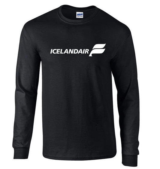 Icelandair Retro Logo Icelandic Airline Shirt Black Long Sleeve T-Shirt