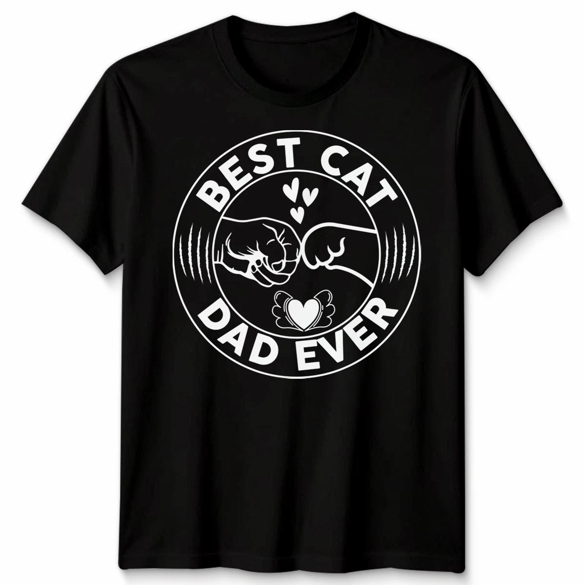 Best Cat Dad Ever Mens T Shirt Cat Paw Fist Bump Graphic Tee