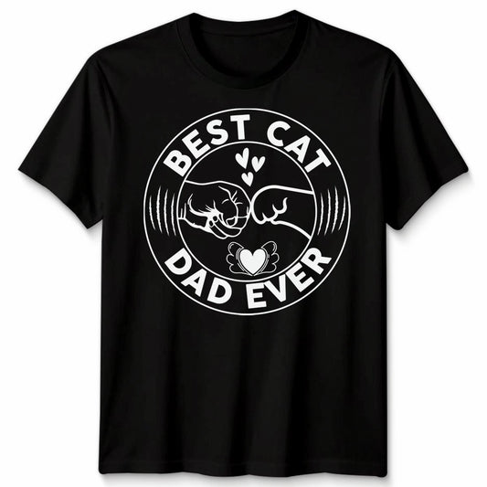 Best Cat Dad Ever Mens T Shirt Cat Paw Fist Bump Graphic Tee