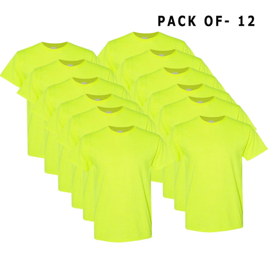Hi Vis T-Shirt Work Safety Green GILDAN Short-Sleeve 12 Pack Safety Shirts