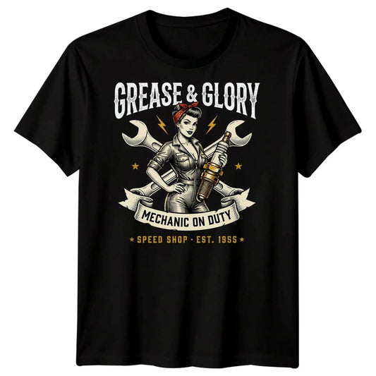 Mechanic Mens T Shirt Dangerous Curves Spark Plug Biker Motorbike Car Hot Rod