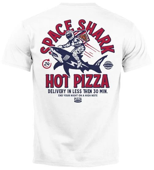 Men's T-Shirt Back Print Back Print Lettering Hot Pizza Space Shark Astronaut