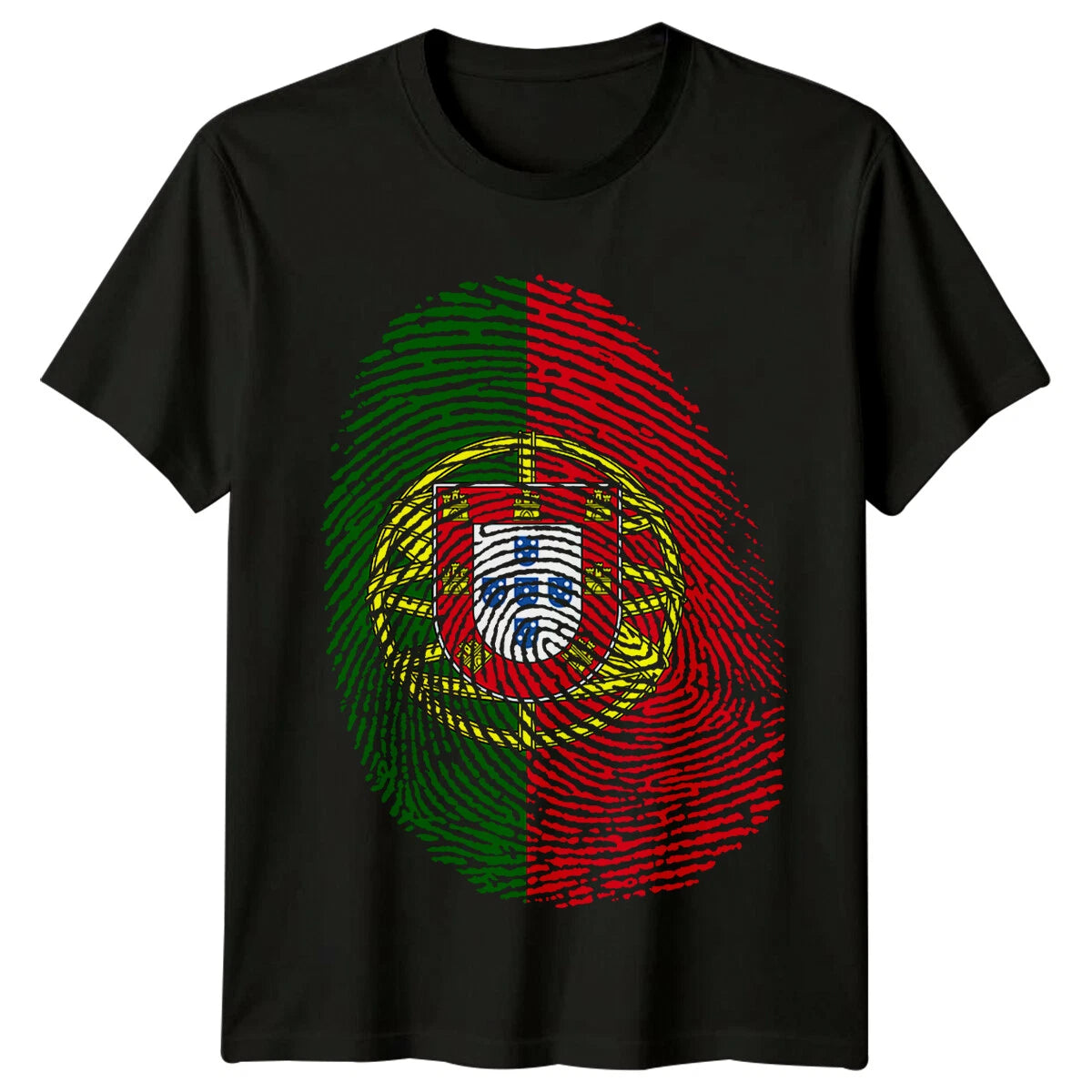 Portugal Flag Fingerprint Mens T-Shirt Portuguese Pride Tee