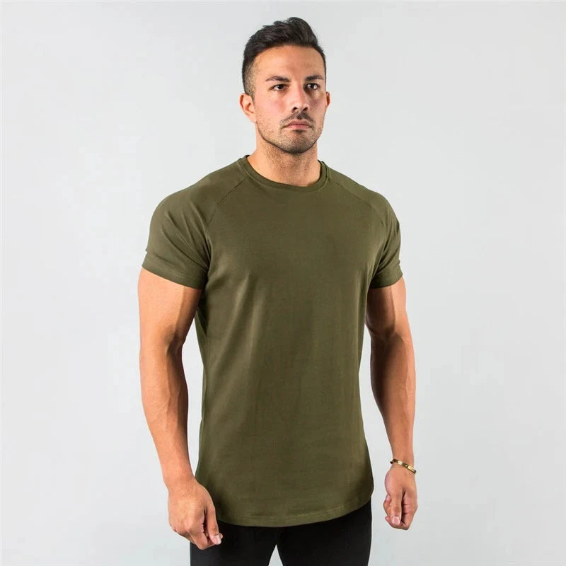 Men T Shirt Slim Fit Short Sleeve Gym Fitness Muscle Bodybuilding Workout Tee