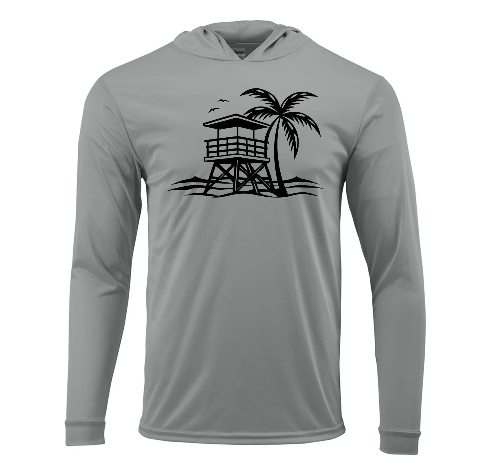 Beach Life Lifeguard Sun UV Protected UPF 50 Long Sleeve Hood Beach Fishing