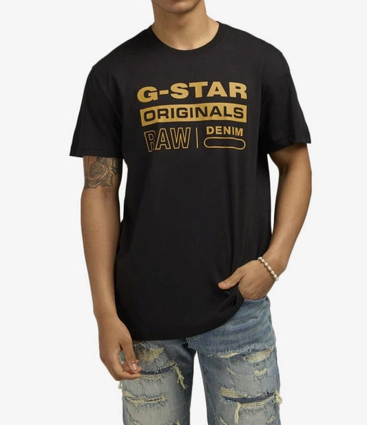 Mens G-STAR ORIGINALS RAW DENIM Graphic Tee BLACK T-Shirt XXL 100% Cotton *3F