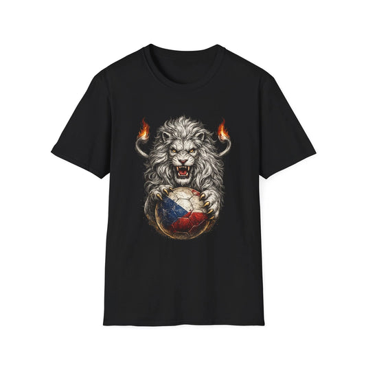 Lion Czech Soccer Ball T-Shirt Czech Flag Football Fan Graphic Tee