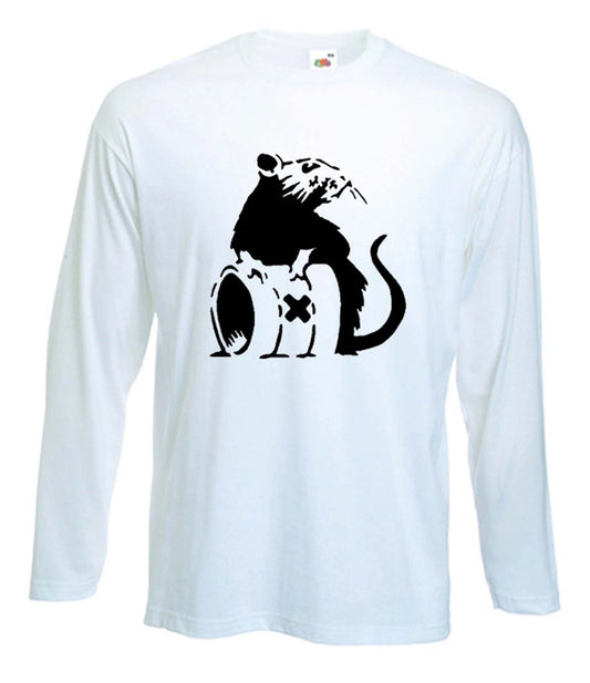 BANKSY TOXIC RAT LONG SLEEVE T-SHIRT - Graffiti Art   - Choice Of 4 Colours