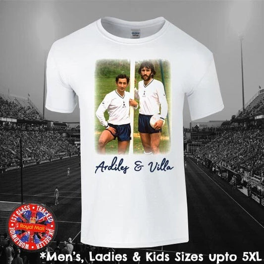 Ardiles & Villa Football Cult Heroes Fan T-shirt Memorabilia Gift Men Ladies Kid