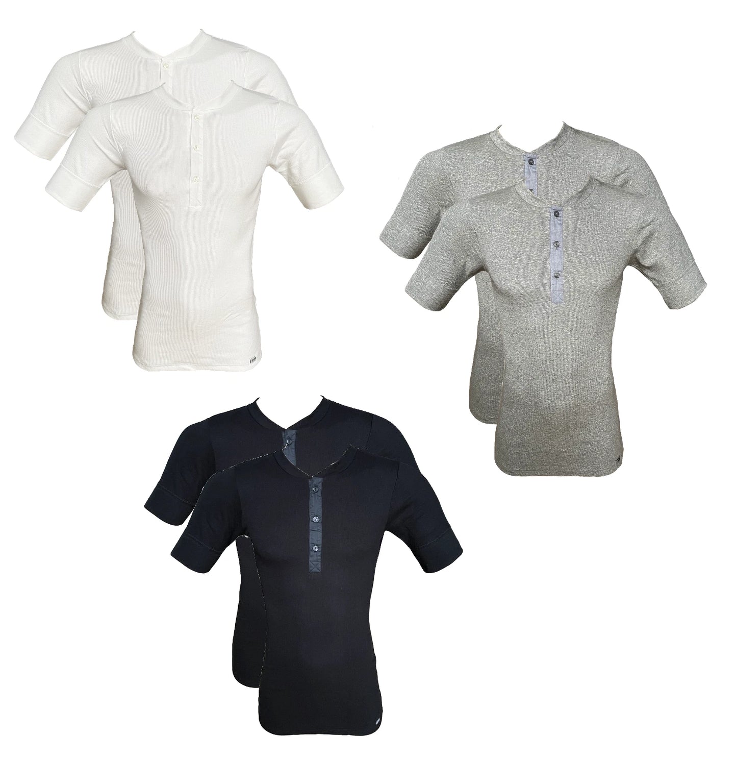 Kumpf Men's Shirt Short Sleeve 2 Pack White Black Gray Size S M L XL 2XL