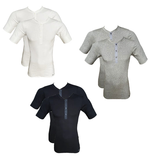 Kumpf Men's Shirt Short Sleeve 2 Pack White Black Gray Size S M L XL 2XL