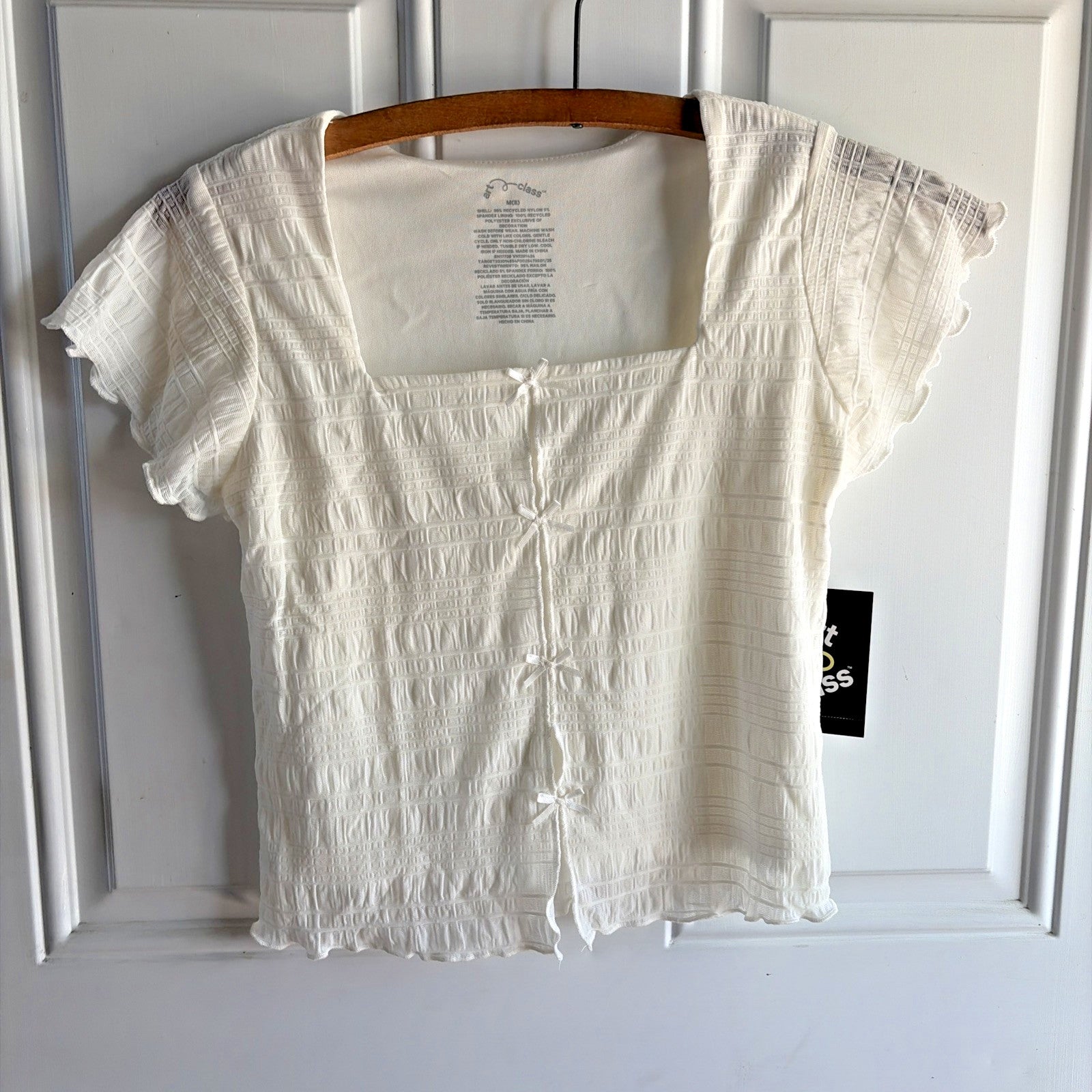 Art Class Girls Off White Short Sleeve Shirt- Girls M (8)