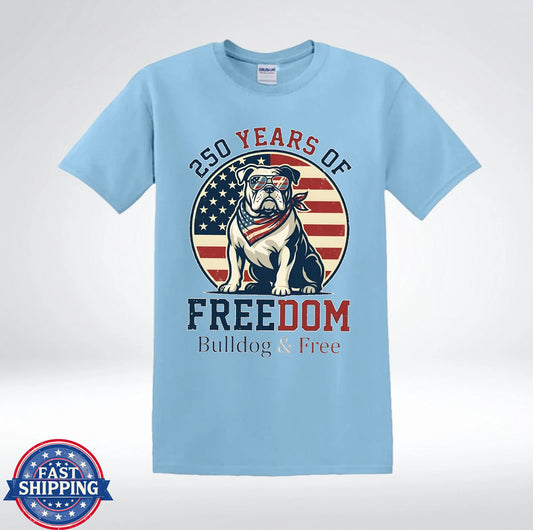 Patriotic Bulldog American Flag Freedom Graphic T-Shirt